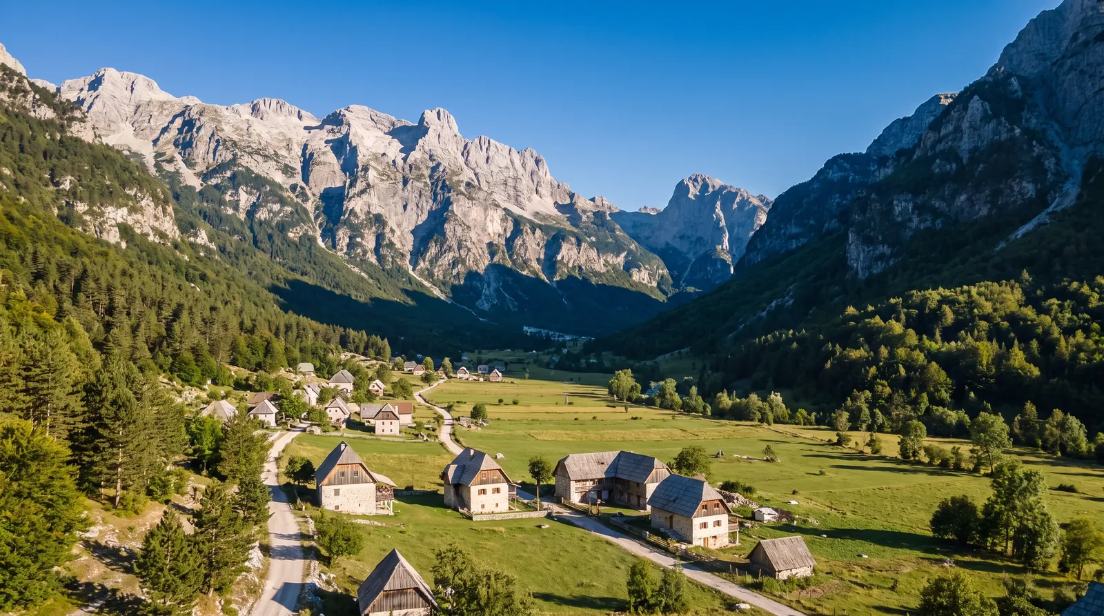 The u-shaped glacial valley at Boge with the village along its floor